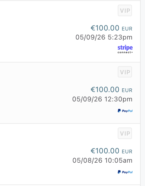 Screenshot eingehender Verkäufe aus dem ThriveCart Dashboard