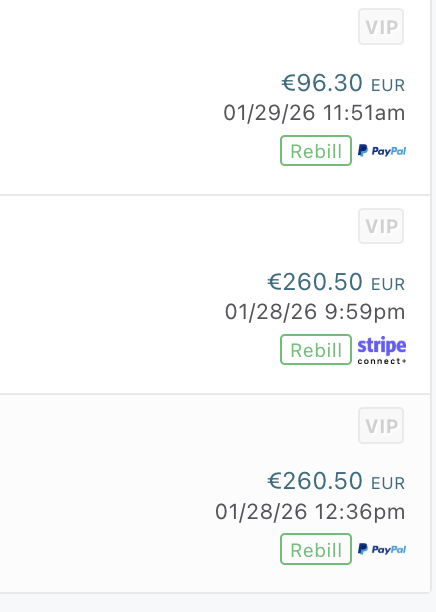 Screenshot eingehender Verkäufe aus dem ThriveCart Dashboard