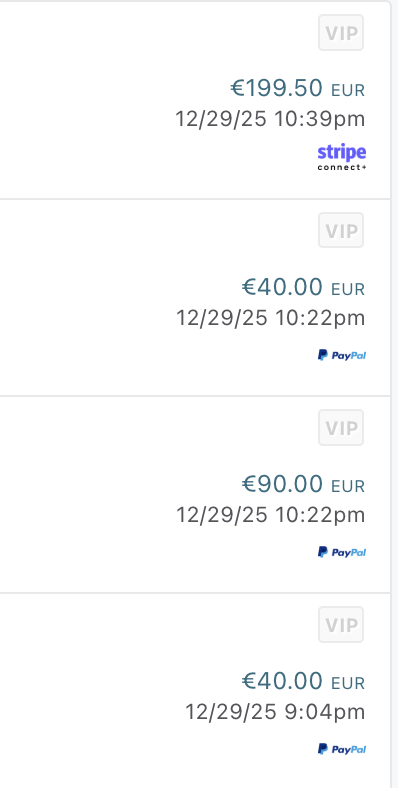 Screenshot eingehender Verkäufe aus dem ThriveCart Dashboard